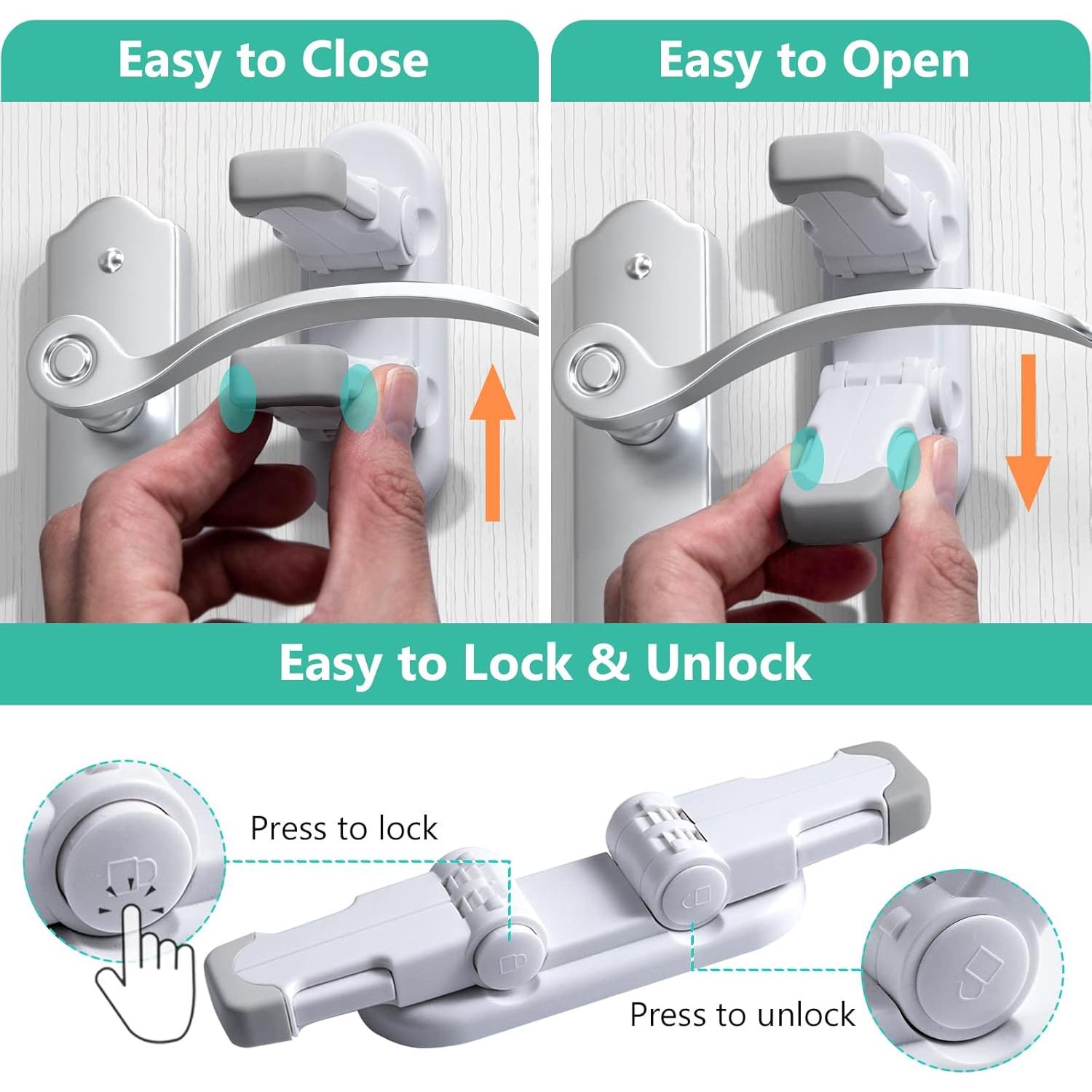 Bloqueo de Palanca de Puerta para Niños 3 Piezas 3M Gris