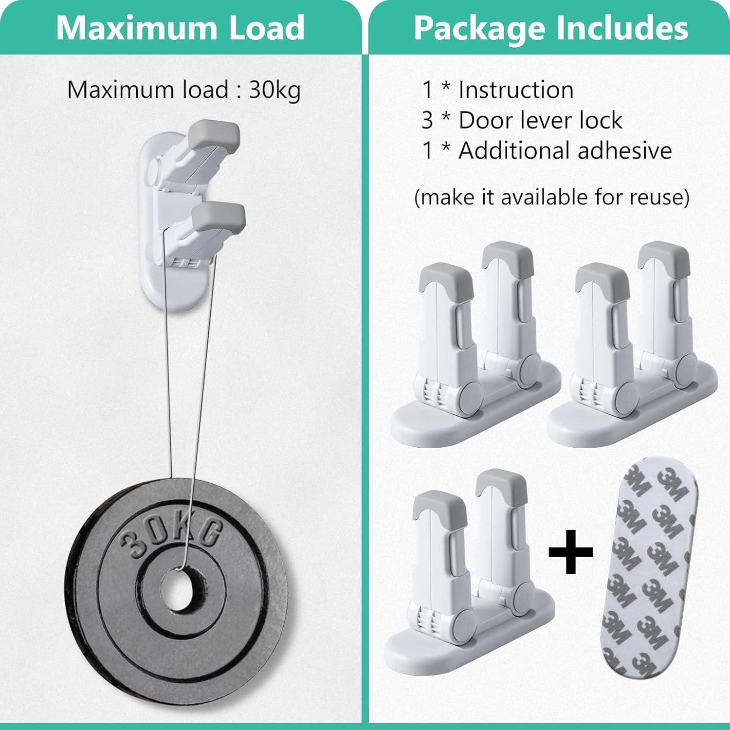 Bloqueo de Palanca de Puerta para Niños 3 Piezas 3M Gris