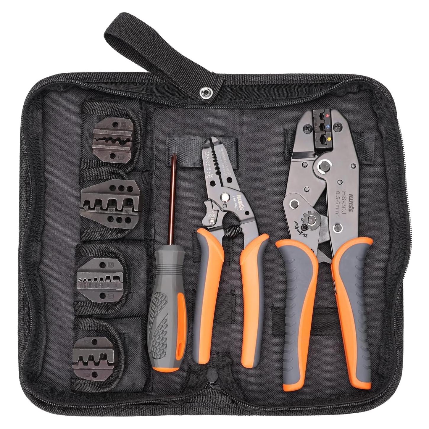 Juego de herramientas de crimpado IWISS con pelacables