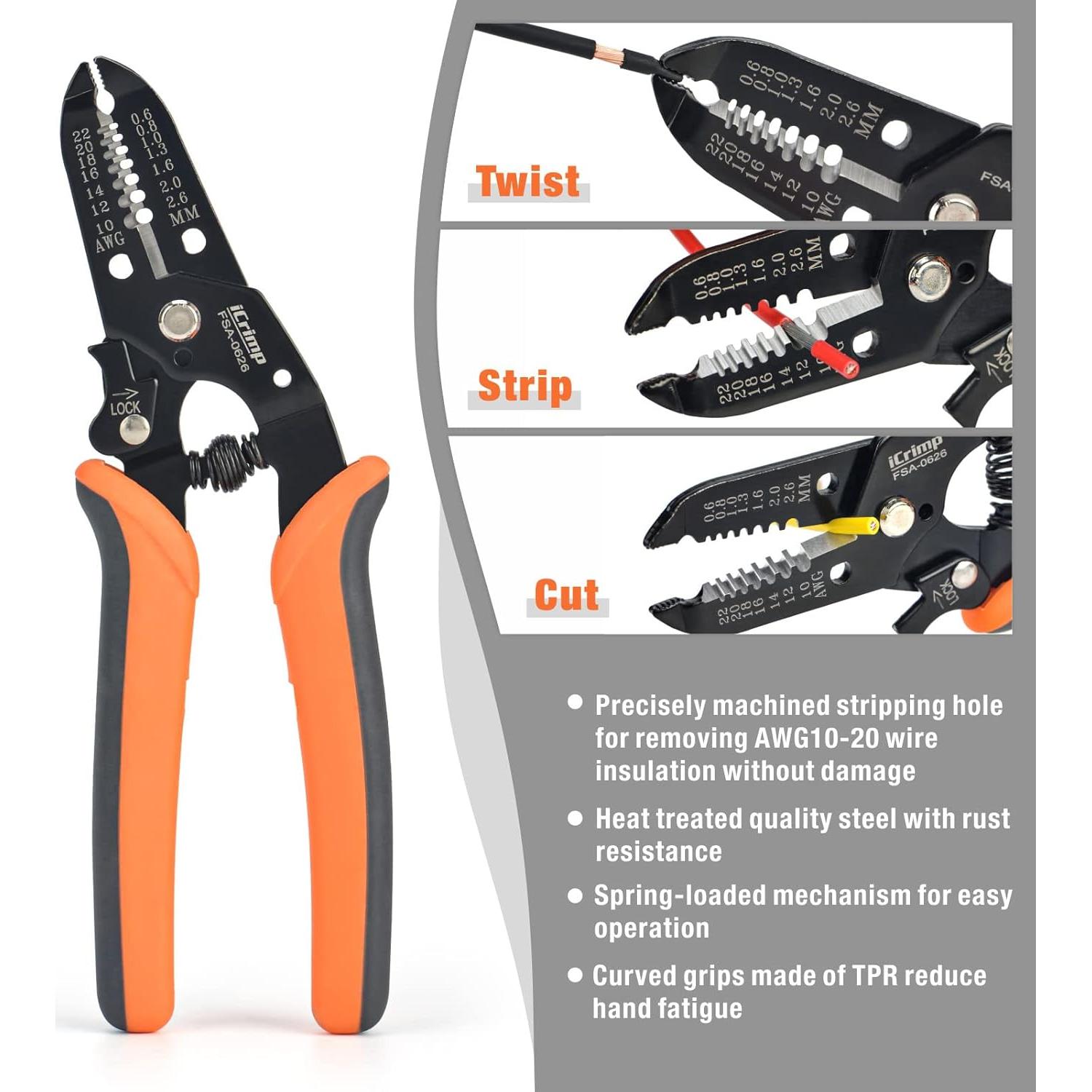 Juego de herramientas de crimpado IWISS con pelacables