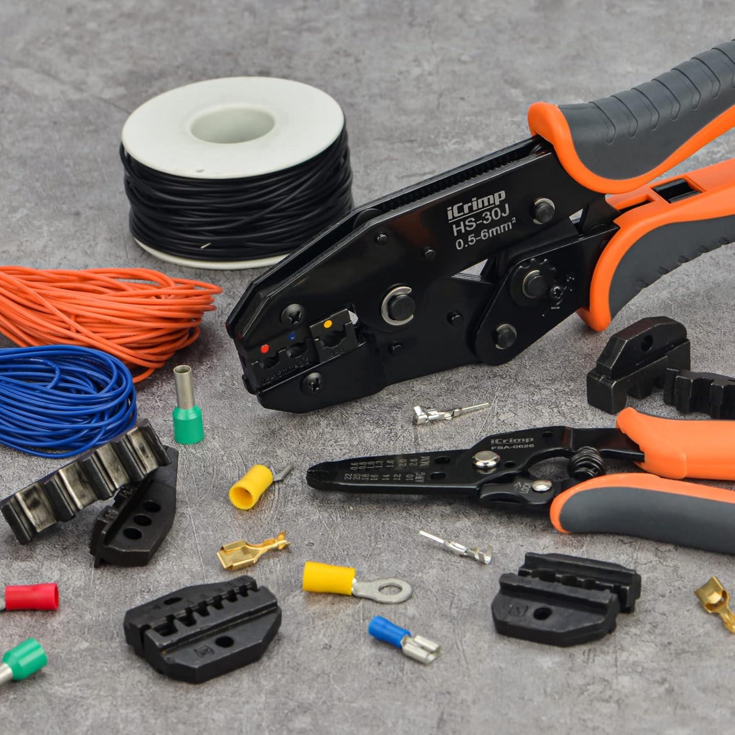 Juego de herramientas de crimpado IWISS con pelacables
