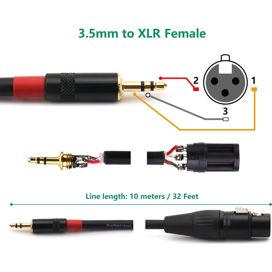 Cable de Audio NANYI 3.5mm a XLR Hembra 10m Estéreo