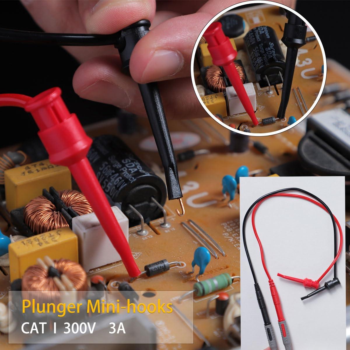 TKDMR 18Pcs Soft Silicone Electrician Test Leads Kit CAT III 1000V & CAT IV 600V with Alligator Clips and Needle Probe,5 Colors Jumper Wires