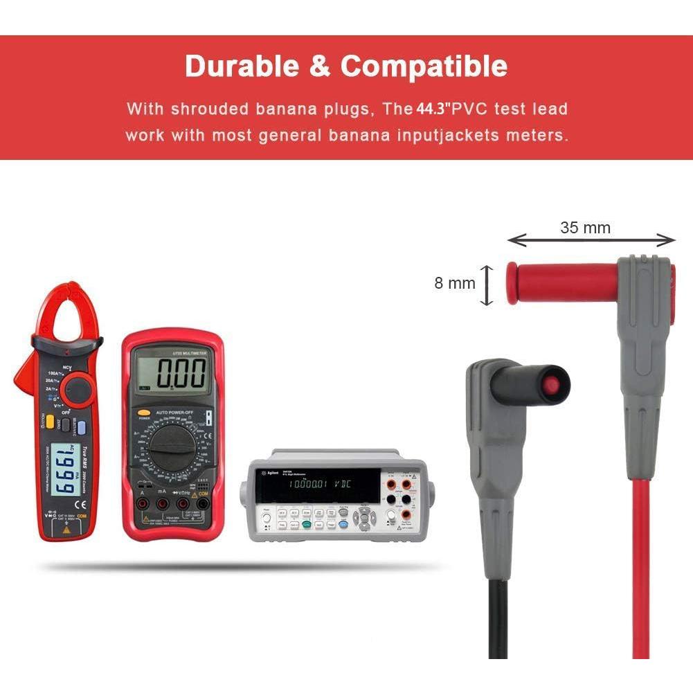 TKDMR 18Pcs Soft Silicone Electrician Test Leads Kit CAT III 1000V & CAT IV 600V with Alligator Clips and Needle Probe,5 Colors Jumper Wires