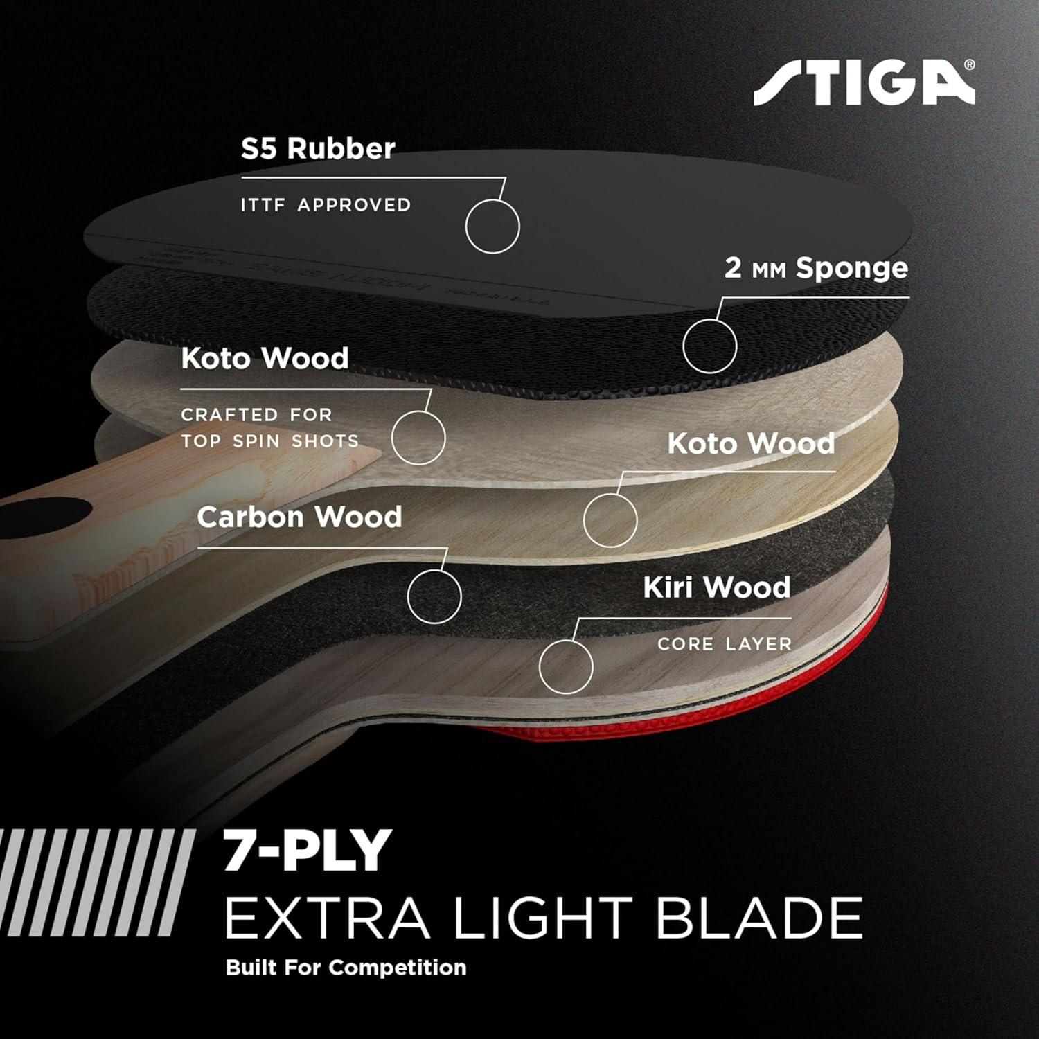 Raqueta de Tenis de Mesa STIGA Raptor 7 Capas Carbono 2mm