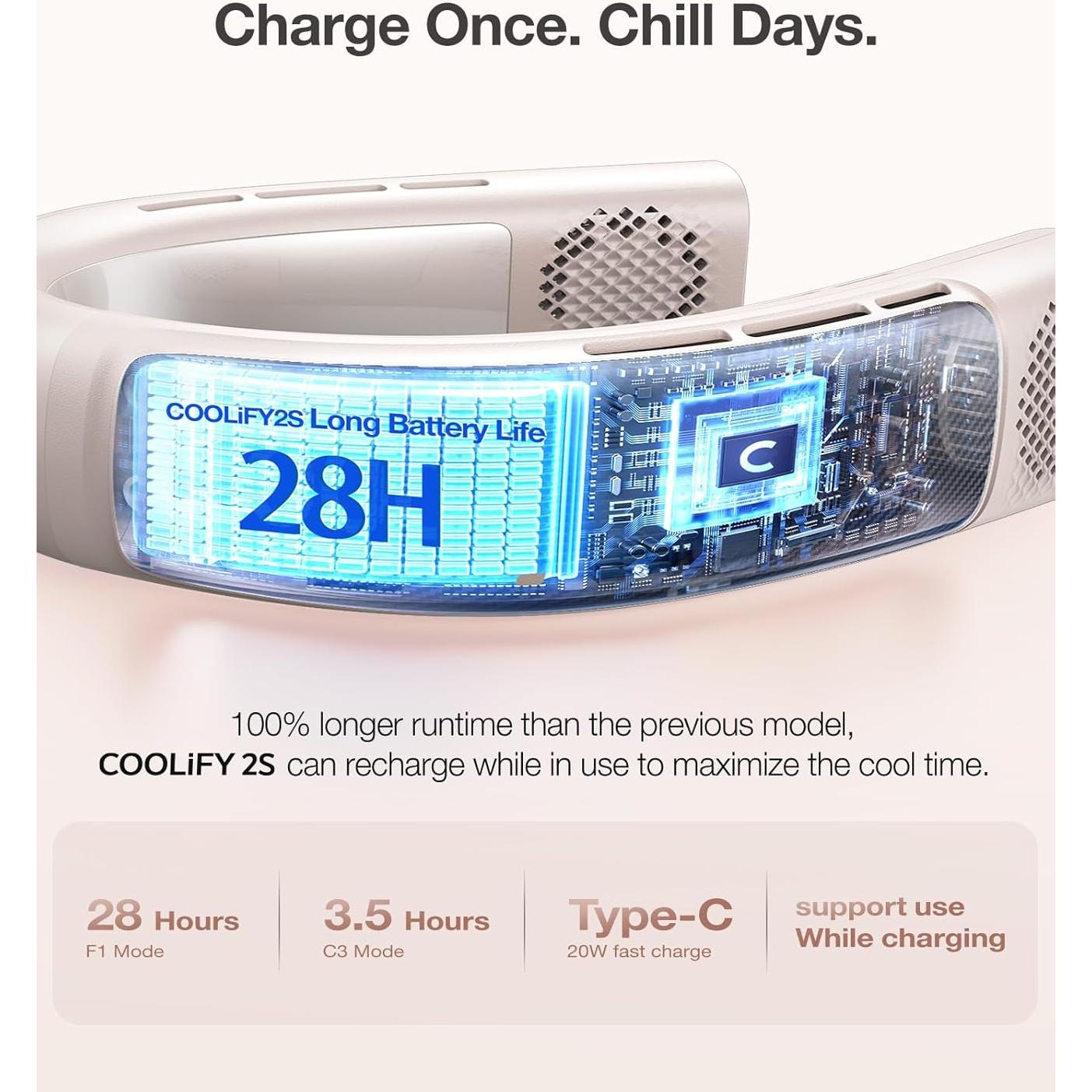 Ventilador de Cuello TORRAS COOLIFY 2S 28H Batería Fría