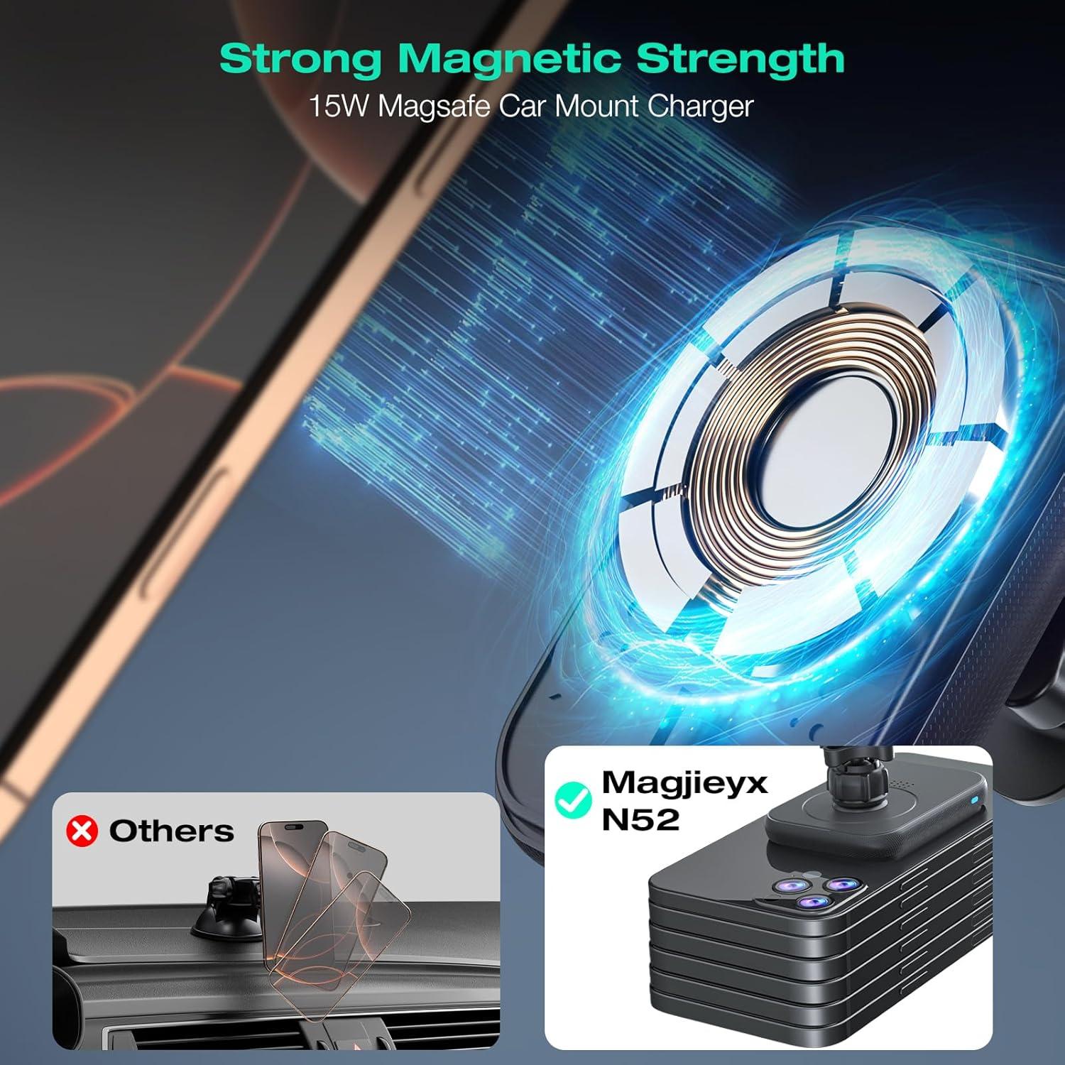 Soporte de Cargador Inalámbrico MagSafe 38W para Coche - Negro