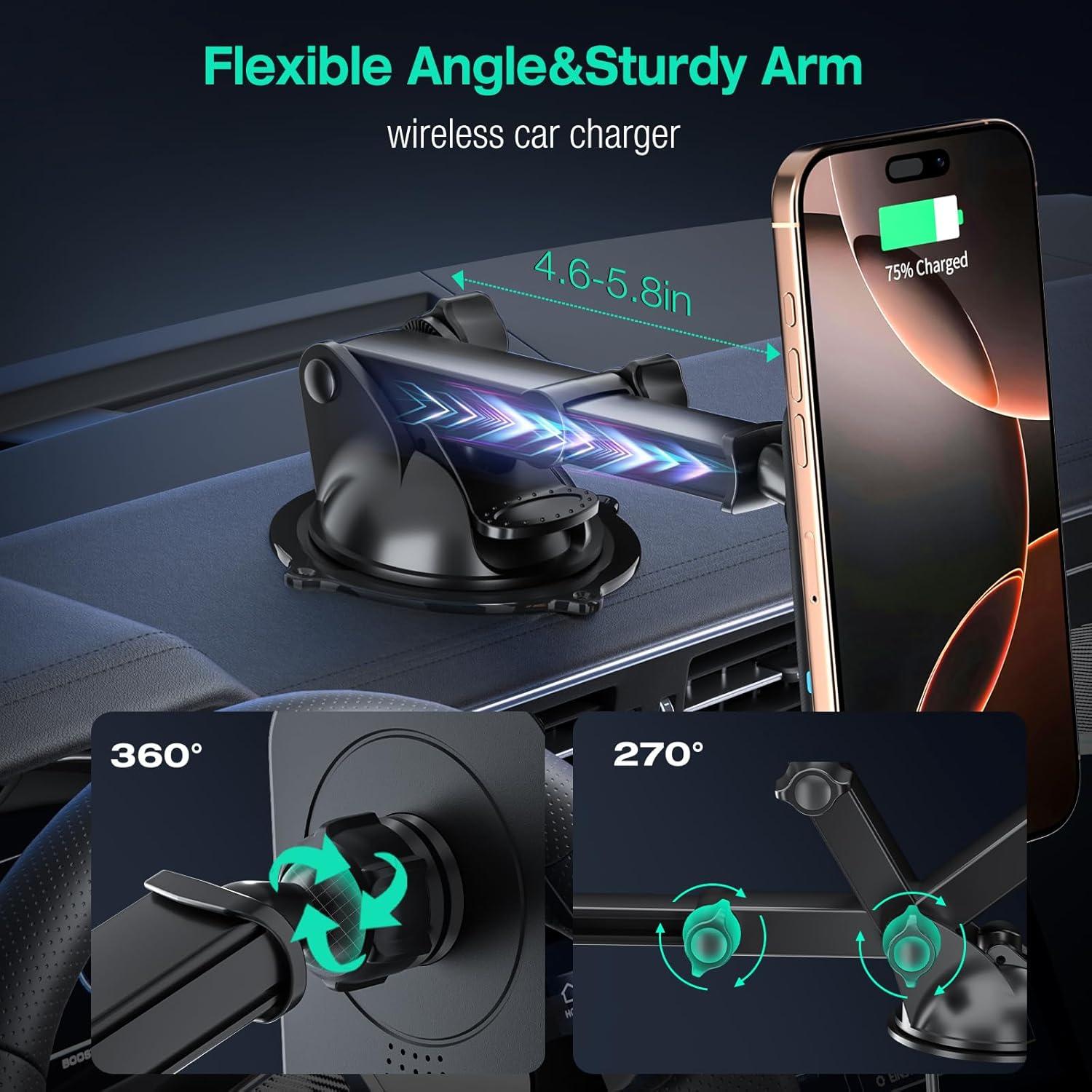 Soporte de Cargador Inalámbrico MagSafe 38W para Coche - Negro