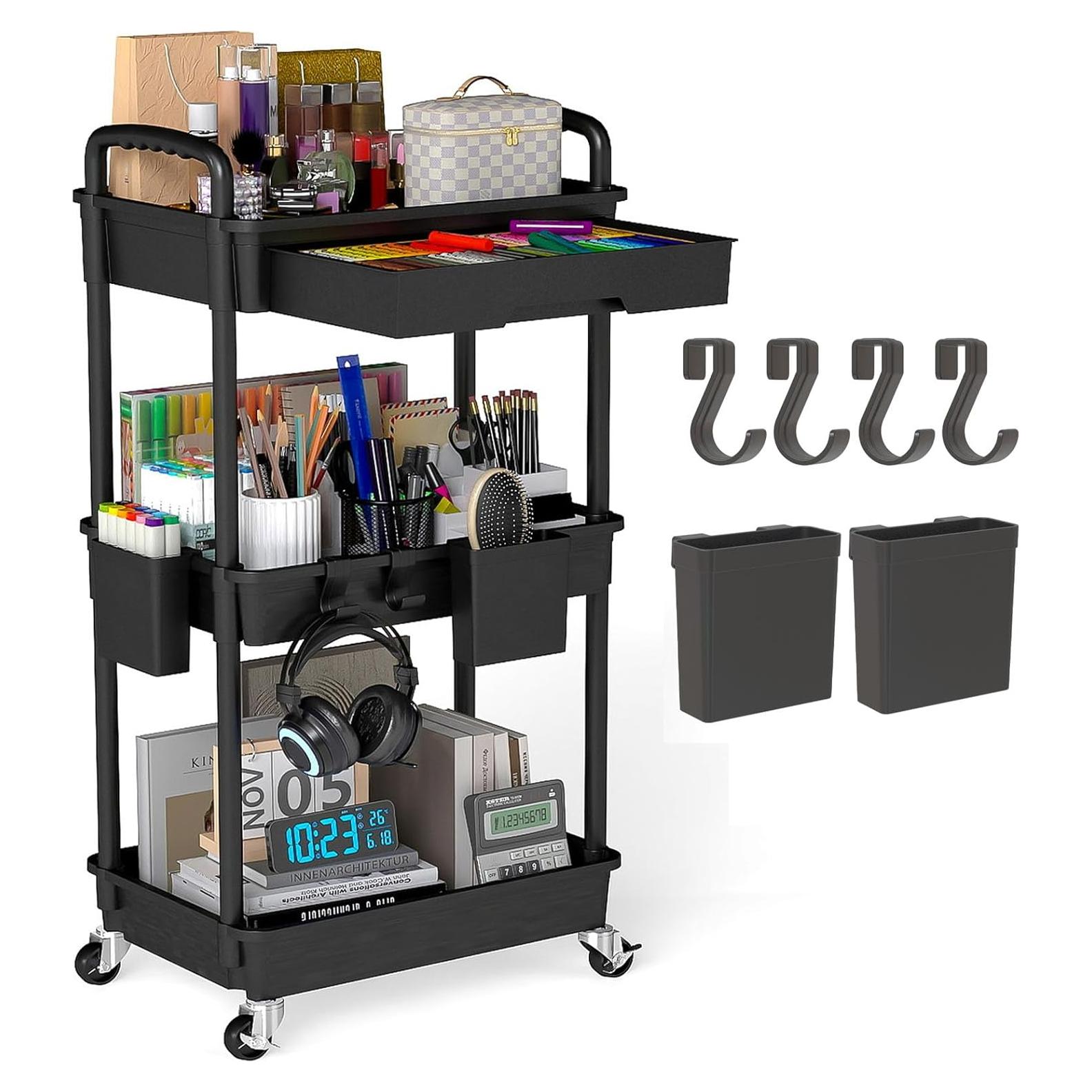 Carro Rodante de Almacenamiento LLMRR 3 Niveles Negro