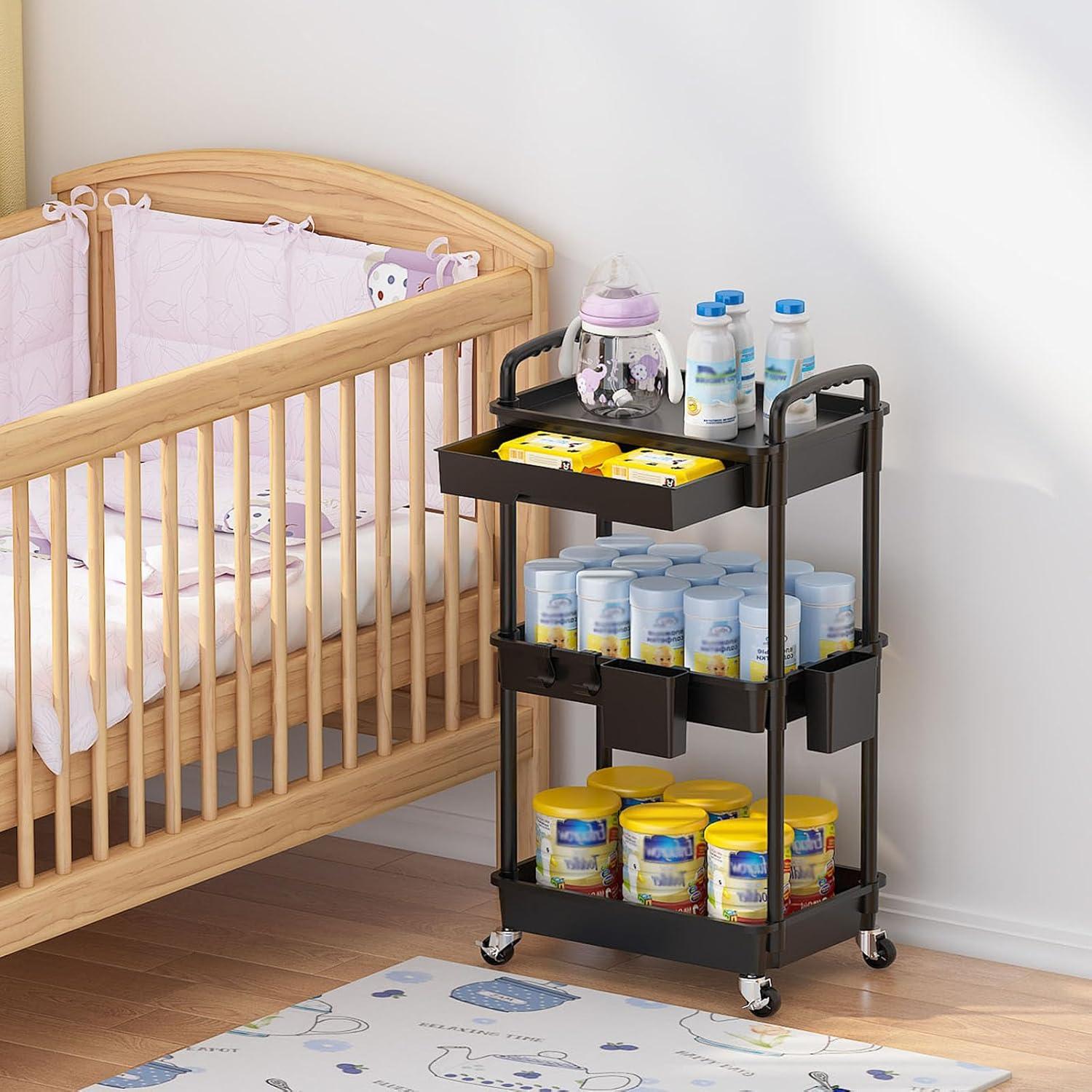 Carro Rodante de Almacenamiento LLMRR 3 Niveles Negro