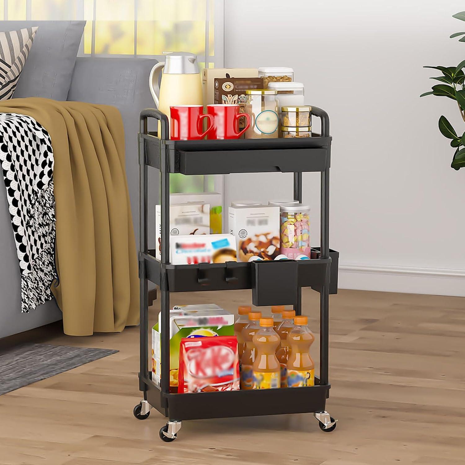 Carro Rodante de Almacenamiento LLMRR 3 Niveles Negro