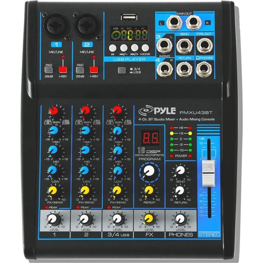 Consola de Mezcla Pyle PMXU43BT 4 Canales Bluetooth USB