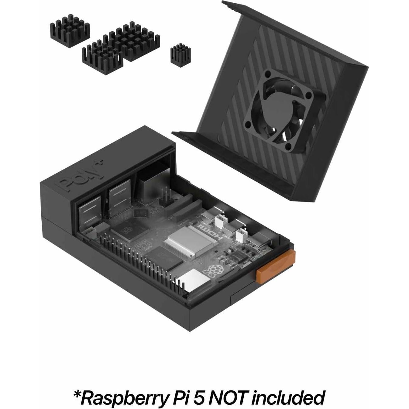 Caja ventilador ABS Argon Poly+ 5 para Raspberry Pi 5 Negro