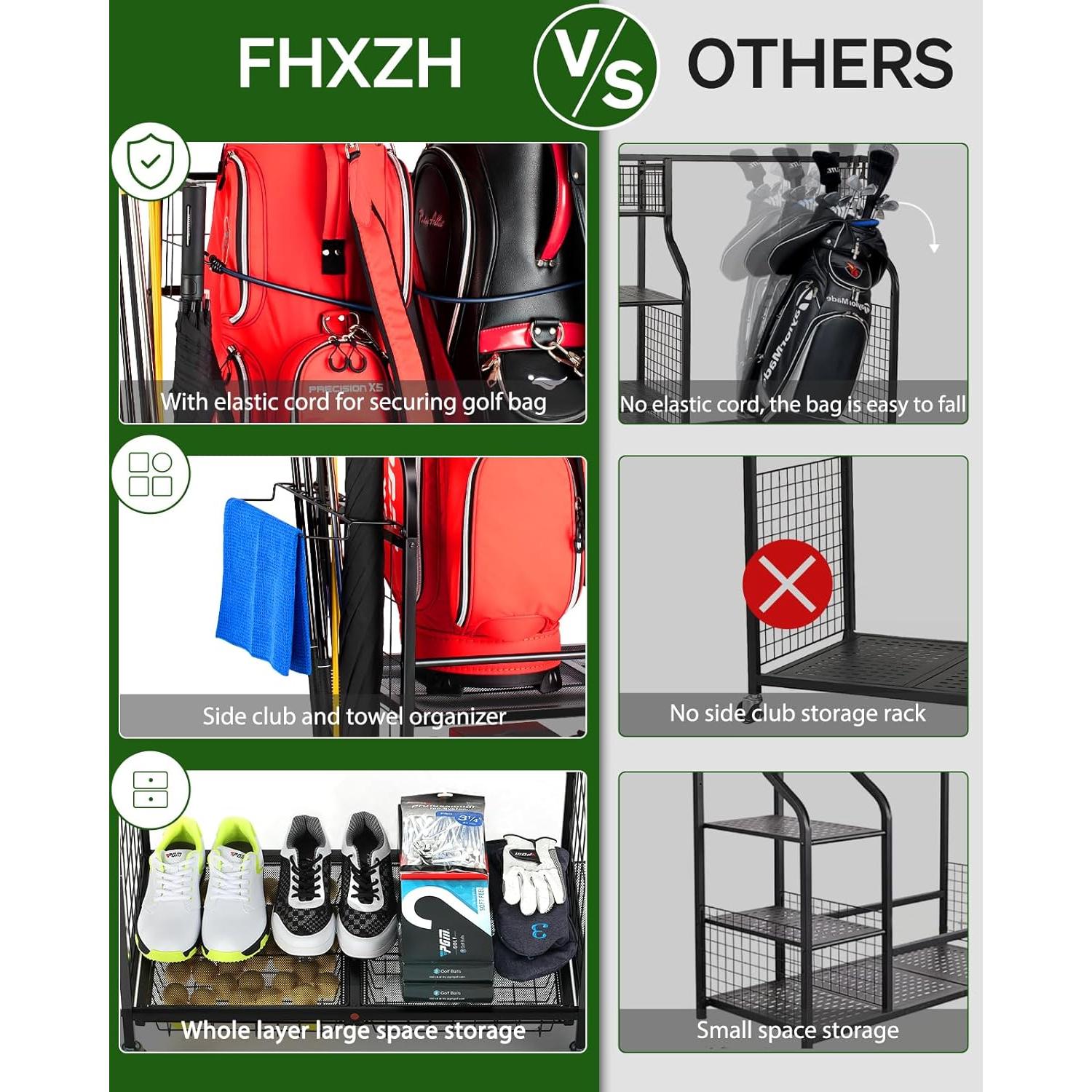 Organizador de Garaje FHXZH G4000 para 2 Bolsas de Golf