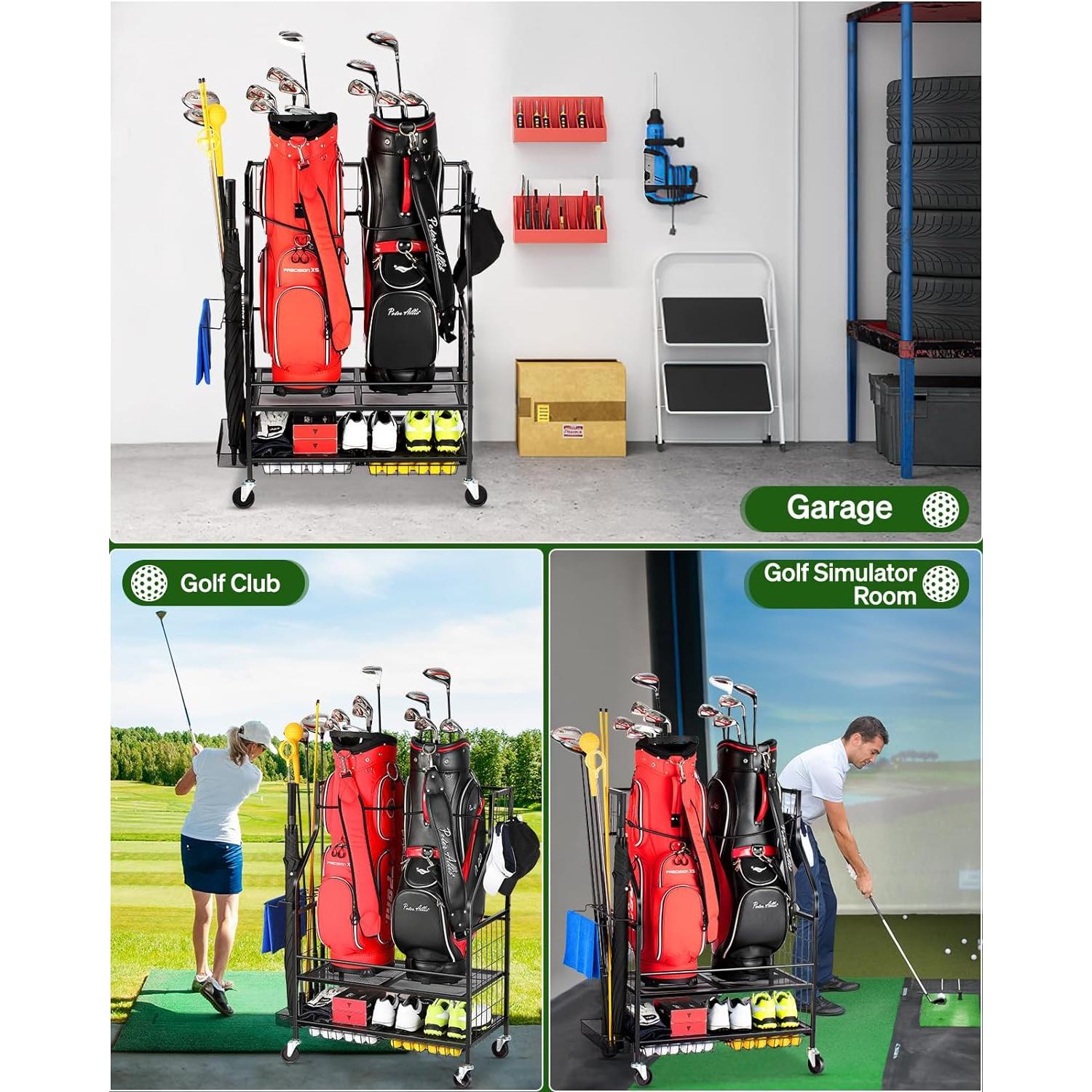 Organizador de Garaje FHXZH G4000 para 2 Bolsas de Golf