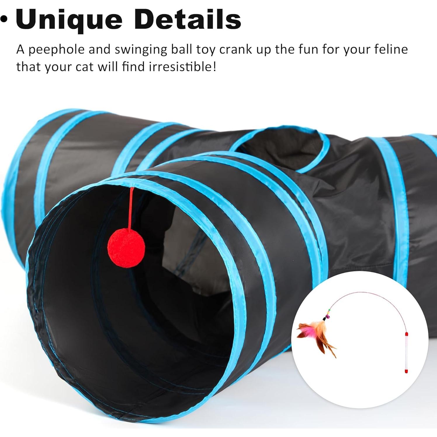 Túnel para Gatos Love's Cabin 3 Vías Plegable Azul