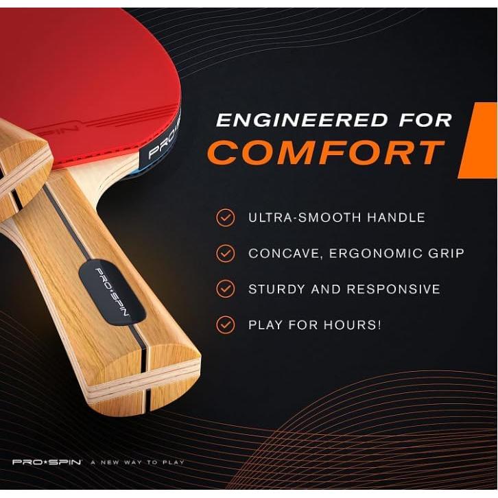 Set de Palas de Ping Pong PRO SPIN - 2 Jugadores, Pelotas 3 Estrellas