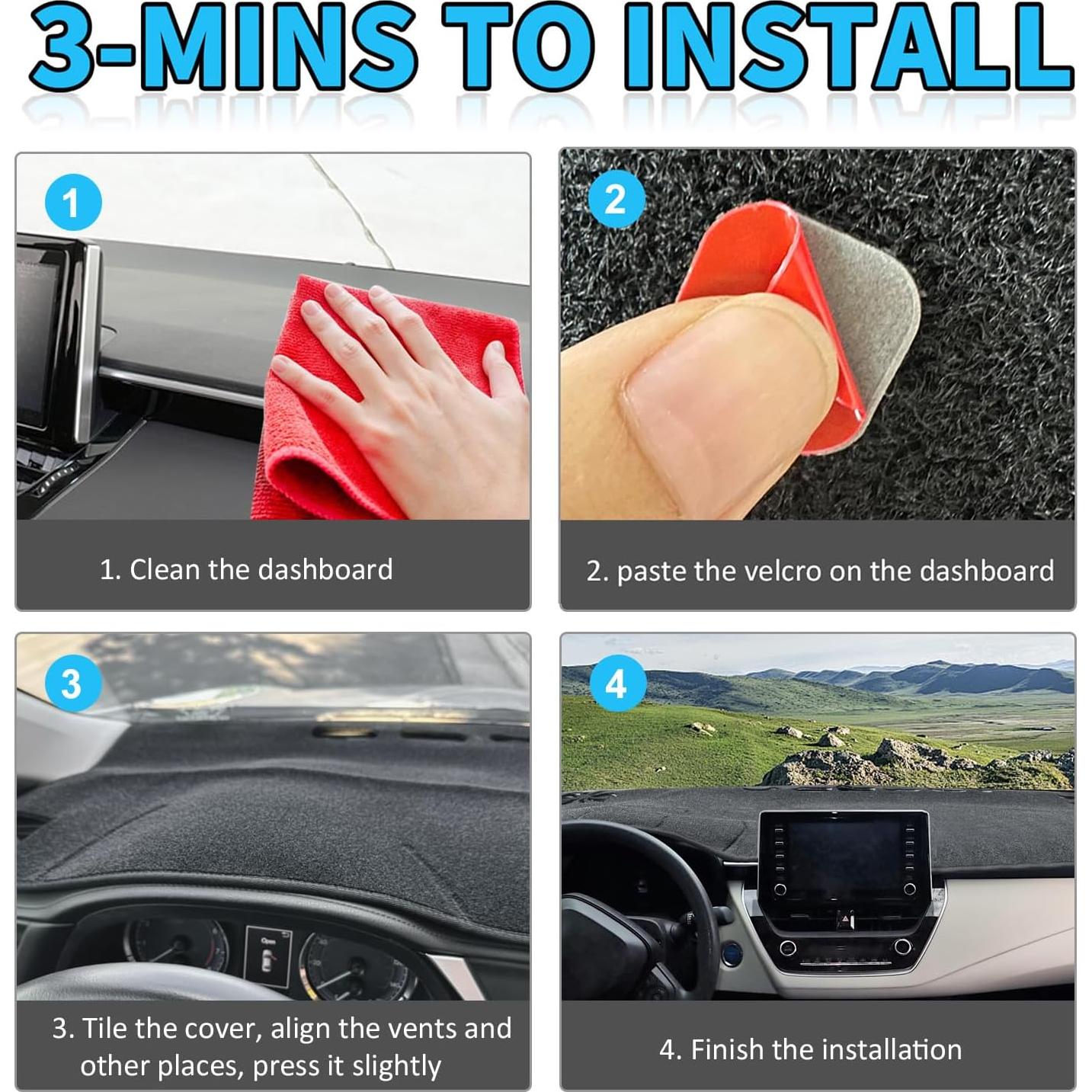 Cubierta del Tablero HEDAQI para Toyota Corolla 2019-2025 Negra