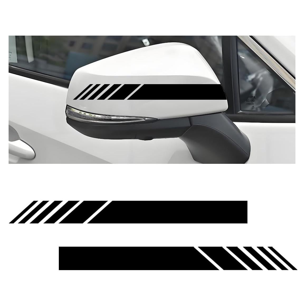 2 PCS Car Rear View Mirror Stickers, Waterproof Anti-Collision Striped Vehicle Mirror Warning Stripes, Exterior Accessories Rear View Mirror Stickers Universal for Cars (Black)