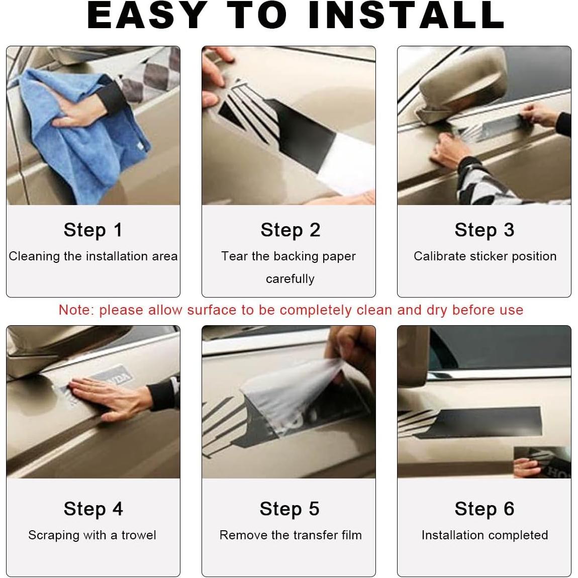 2 PCS Car Rear View Mirror Stickers, Waterproof Anti-Collision Striped Vehicle Mirror Warning Stripes, Exterior Accessories Rear View Mirror Stickers Universal for Cars (Black)