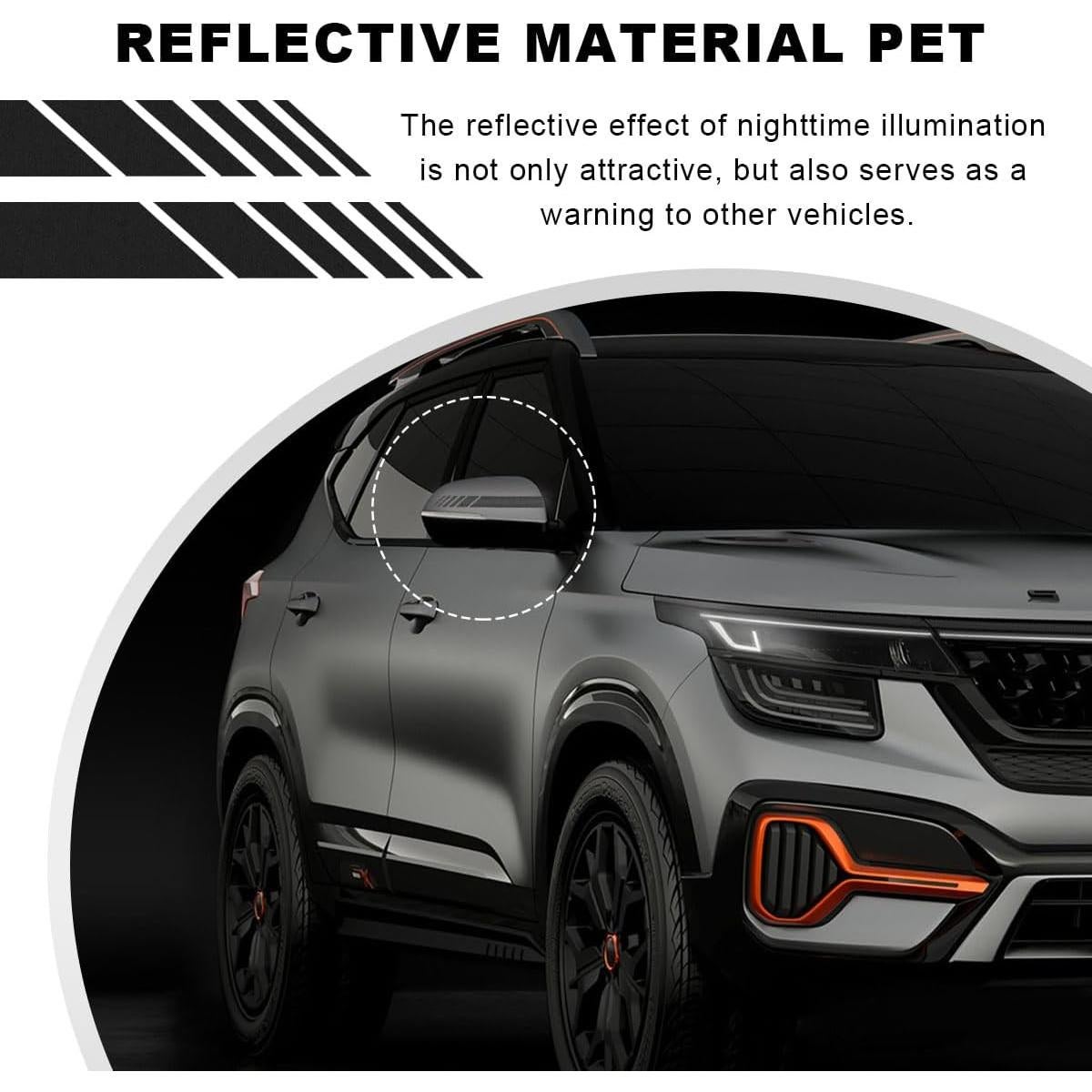 2 PCS Car Rear View Mirror Stickers, Waterproof Anti-Collision Striped Vehicle Mirror Warning Stripes, Exterior Accessories Rear View Mirror Stickers Universal for Cars (Black)
