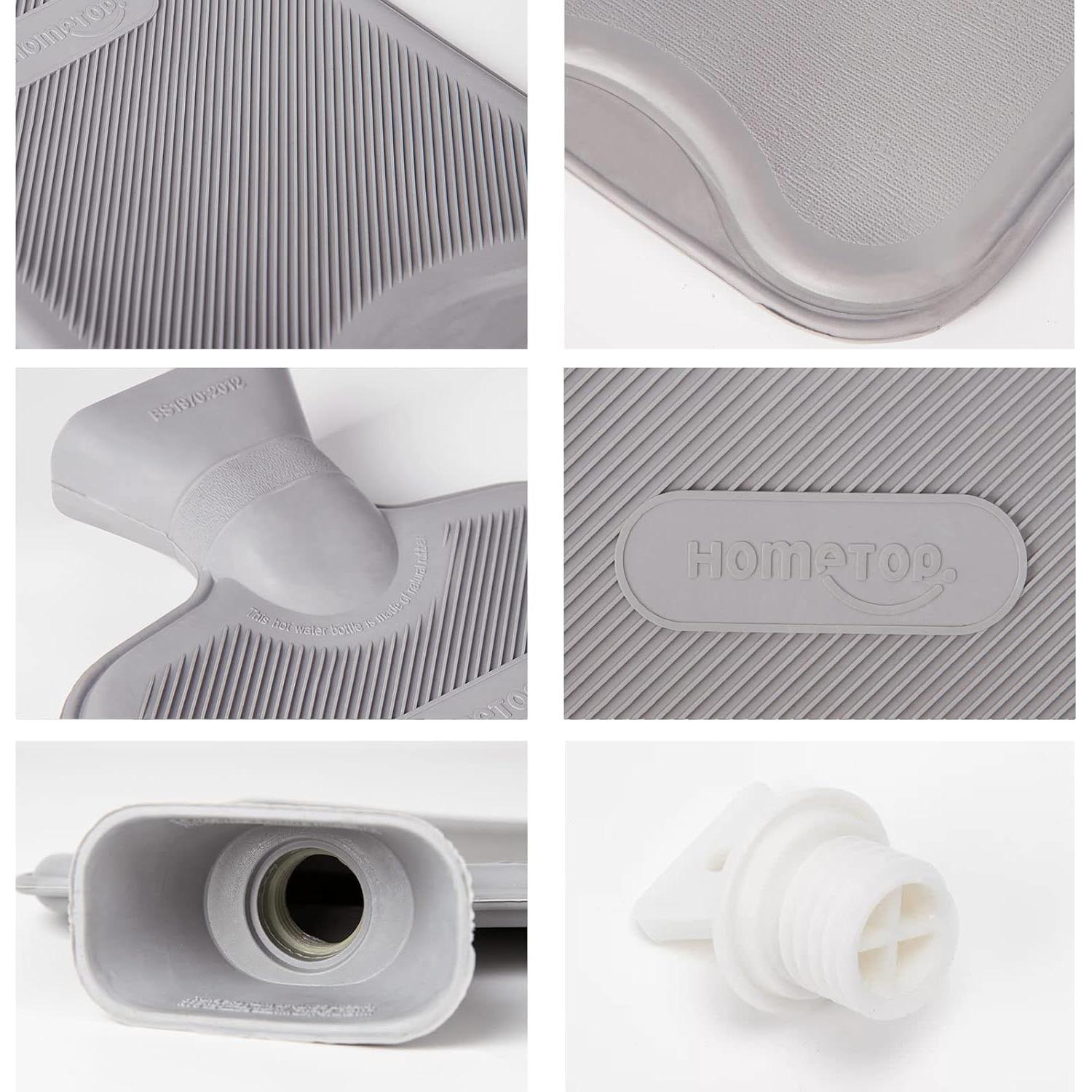 Botella de Agua Caliente 2L HomeTop con Funda de Peluche Gris