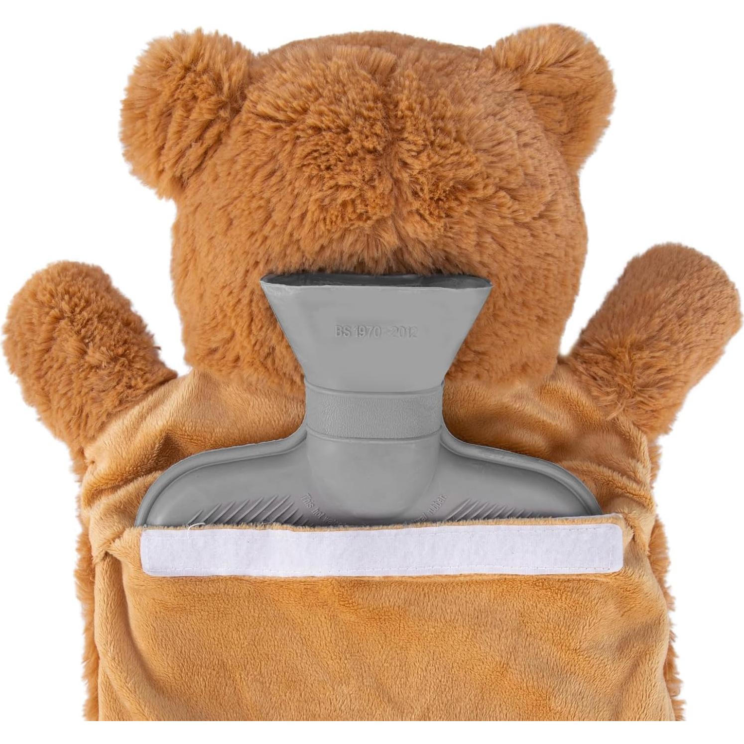 Botella de Agua Caliente 2L HomeTop con Funda de Peluche Gris