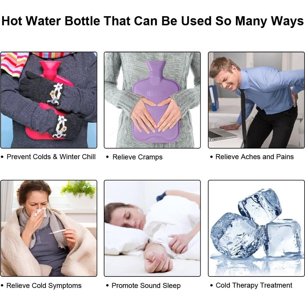 Botella de Agua Caliente 2L HomeTop con Funda de Peluche Gris