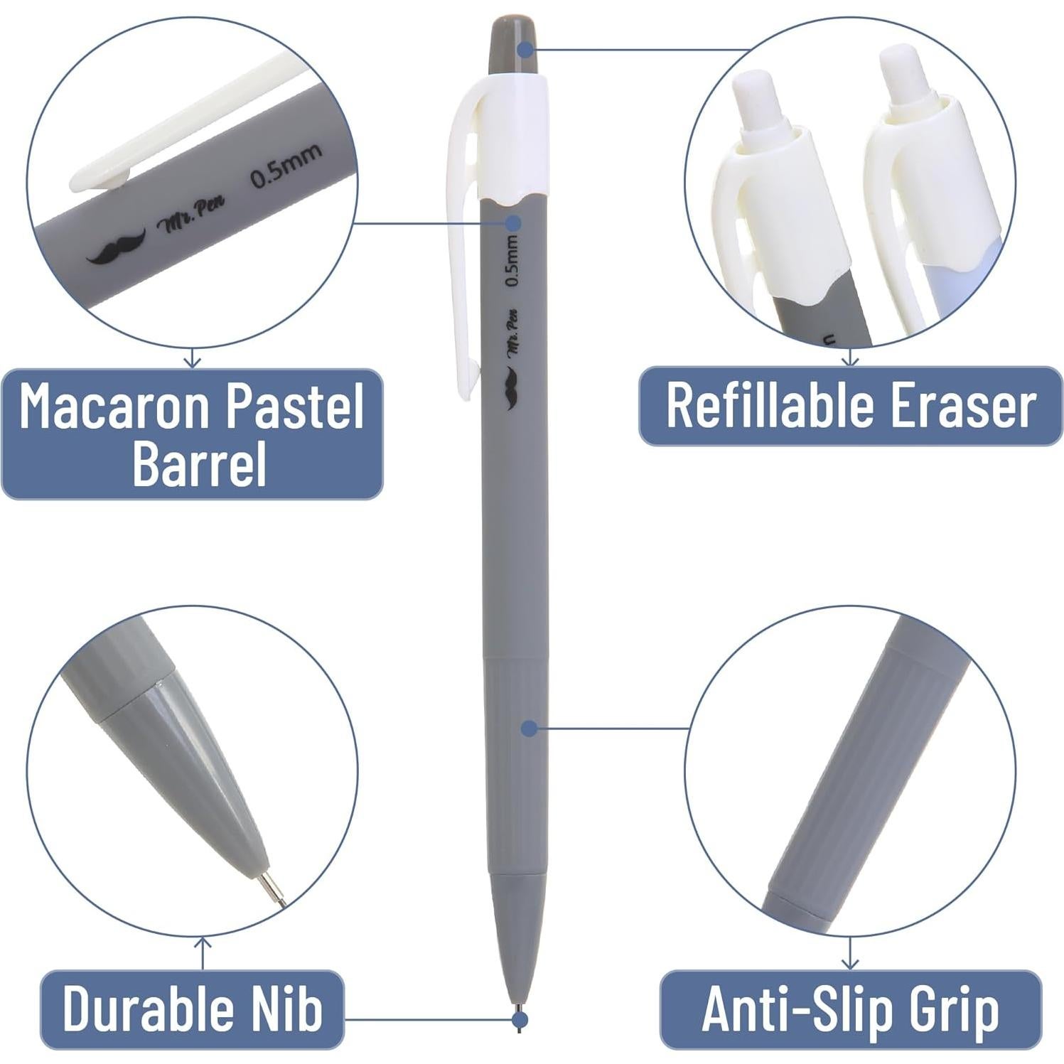 Set de Lápices Mecánicos Mr. Pen 0.5mm Pastel 6 Piezas