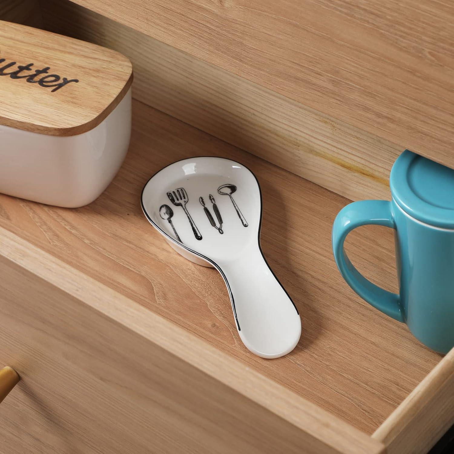 Soporte para Cucharas de Porcelana GDCZ 22.9x9.7 cm Blanco