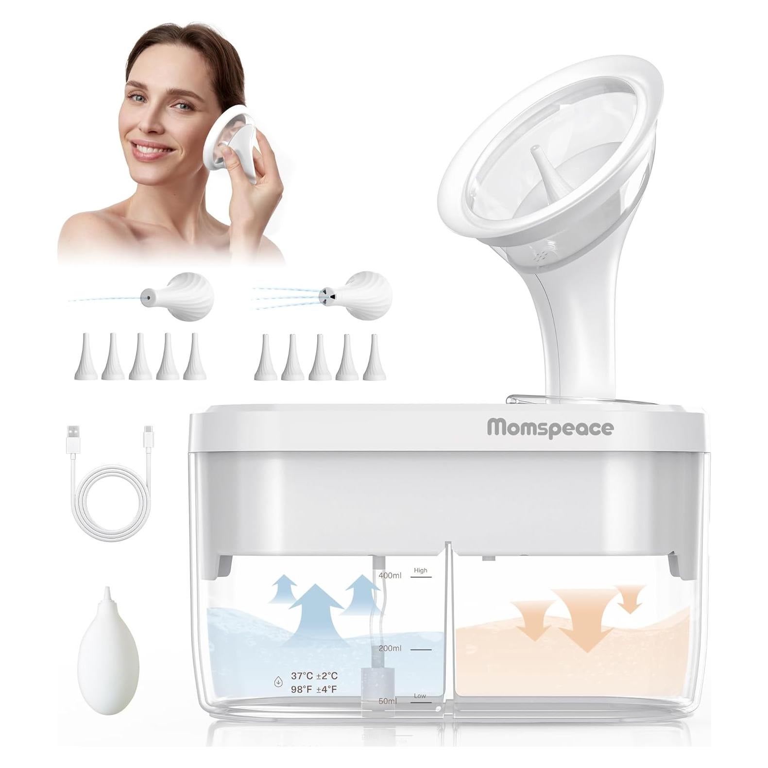 Limpiador de Oídos Eléctrico Momspeace con 10 Puntas y 4 Modos