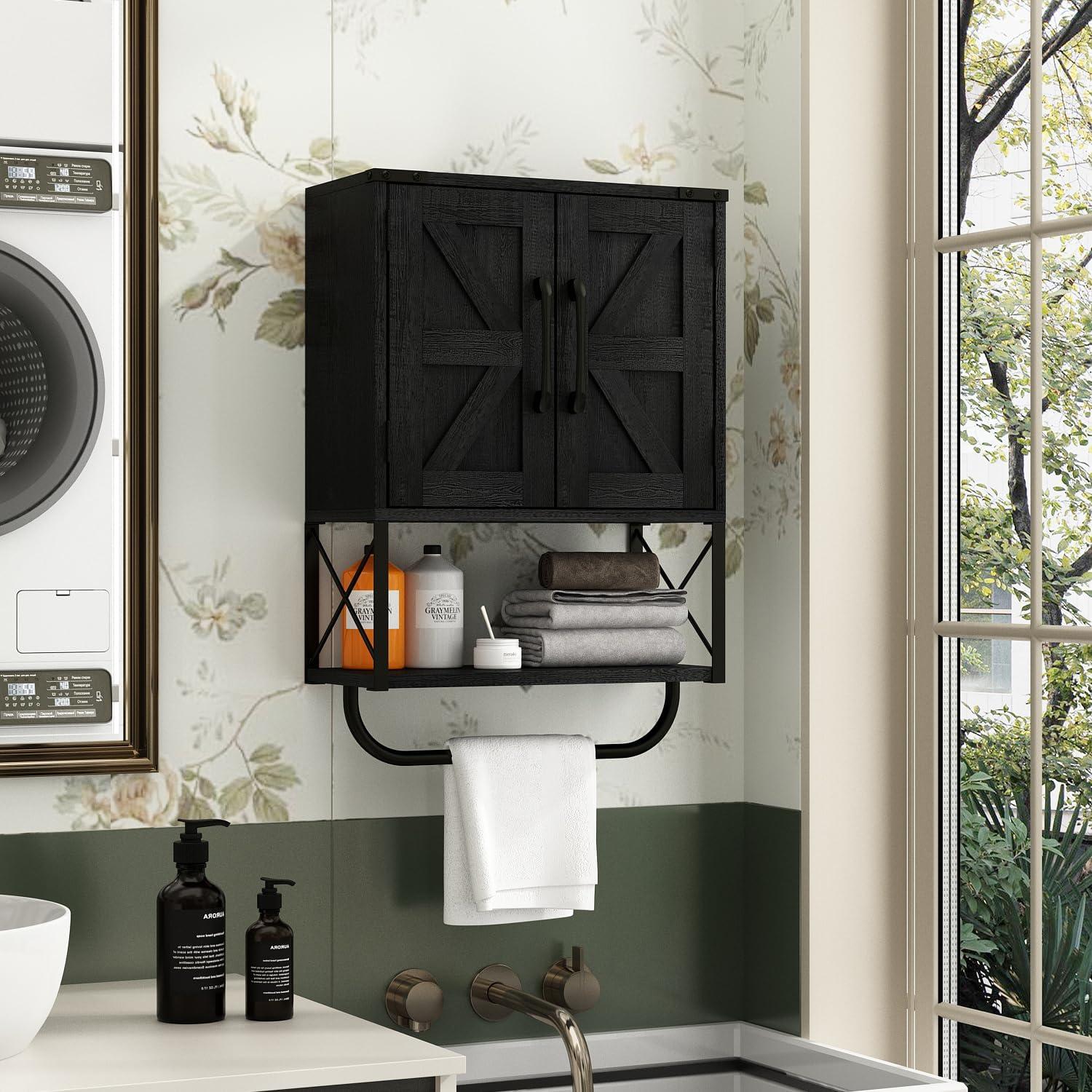 Gabinete de Medicina RUSTOWN Negro 3 Niveles Ajustable