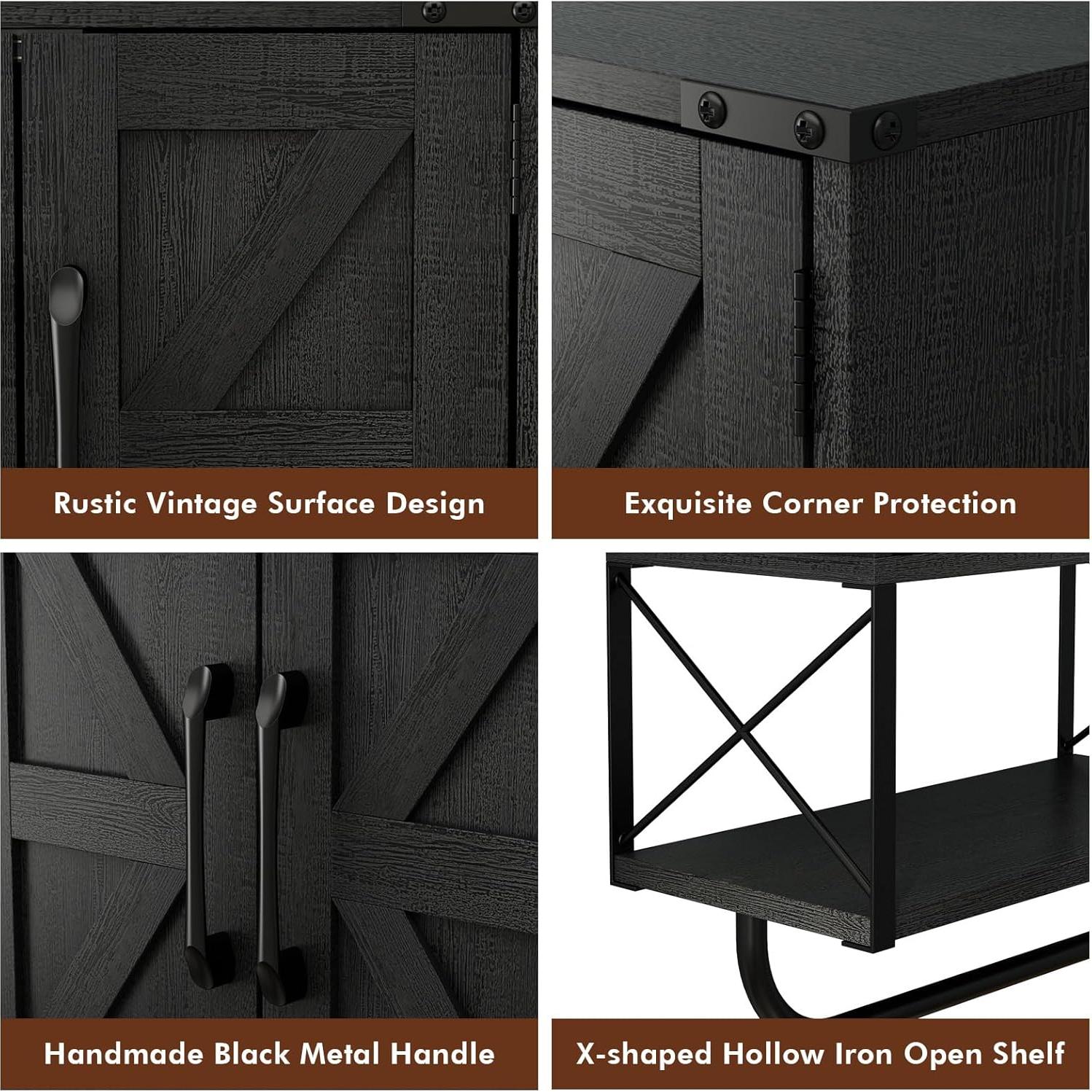 Gabinete de Medicina RUSTOWN Negro 3 Niveles Ajustable