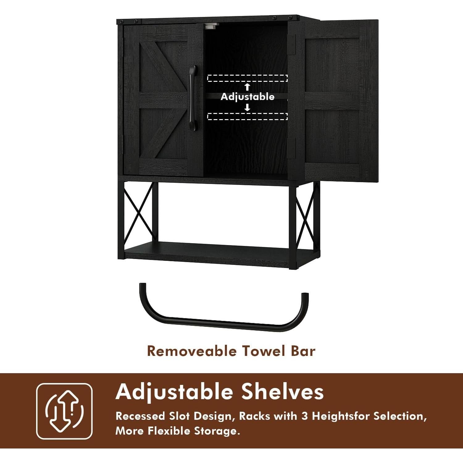Gabinete de Medicina RUSTOWN Negro 3 Niveles Ajustable