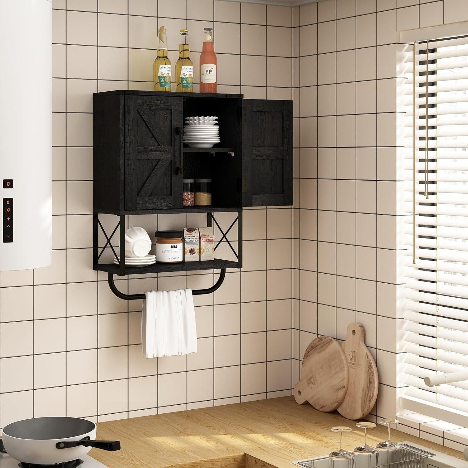 Gabinete de Medicina RUSTOWN Negro 3 Niveles Ajustable