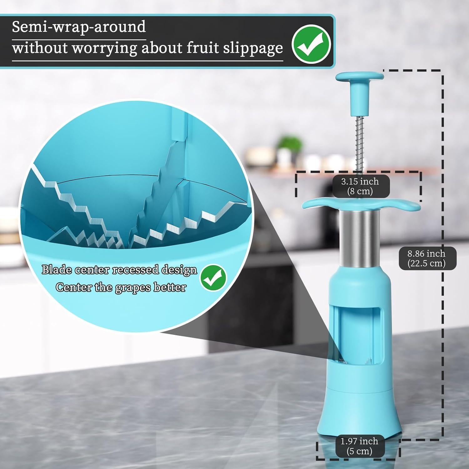 Cortador de Uvas PIUGERU Azul con 2 Cepillos de Limpieza