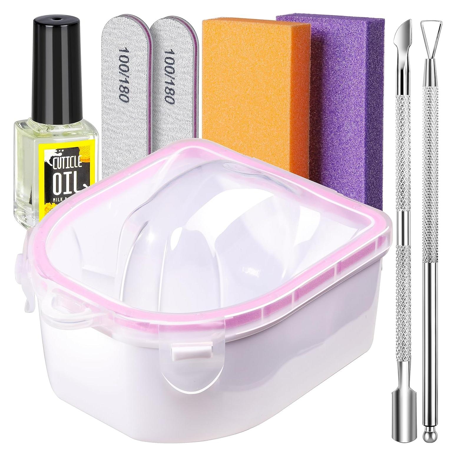 Kit de Tazón de Remojo de Uñas Teenitor con Aceite y Herramientas