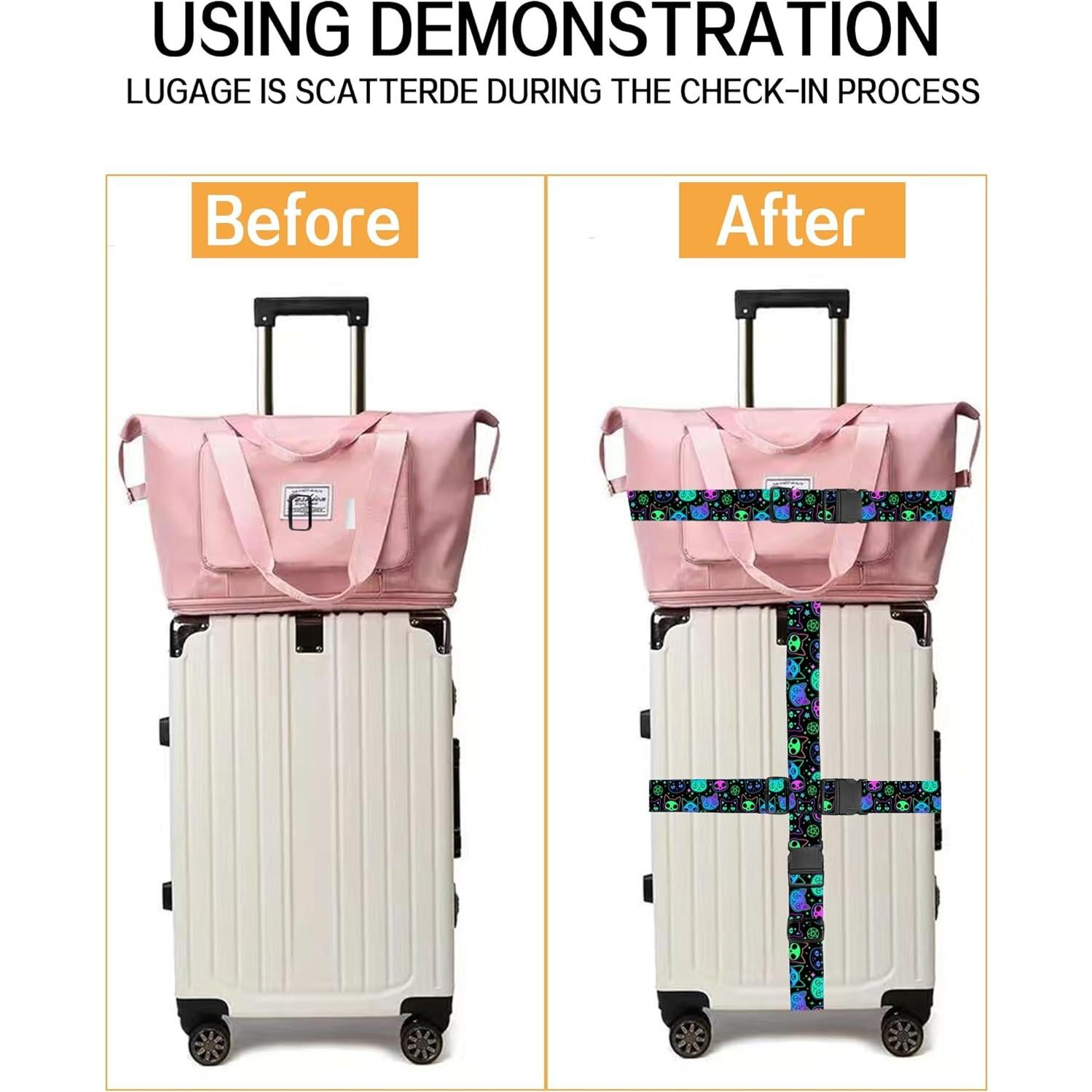 Correa de Equipaje Ajustable ASJHFDIR Gatos Morados 1 Unidad