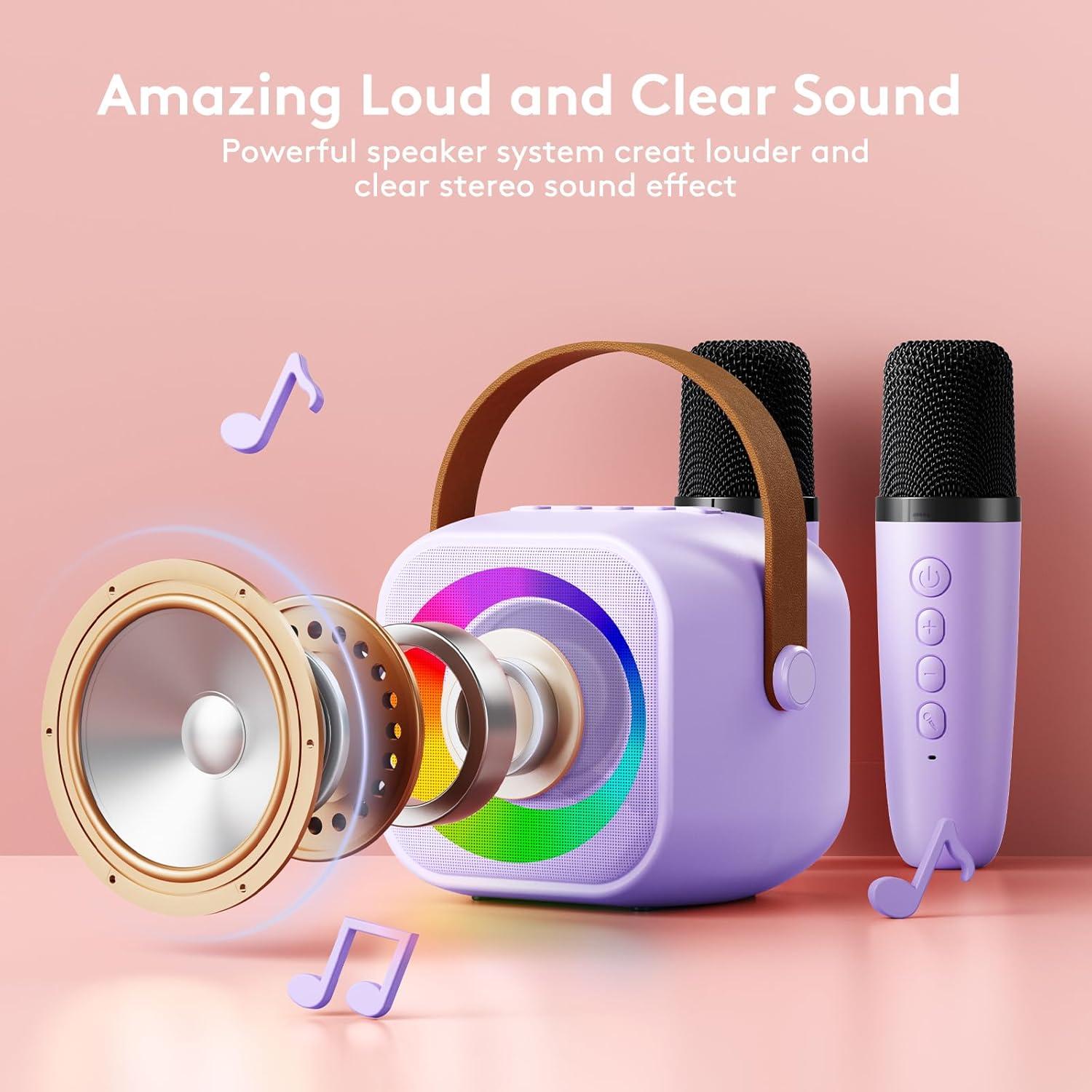 Mini Máquina de Karaoke Niskite con 2 Micrófonos Inalámbricos