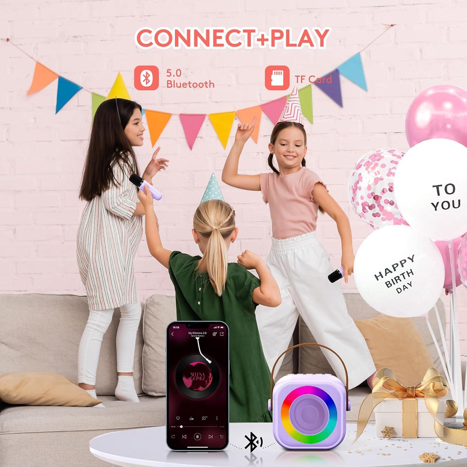 Mini Máquina de Karaoke Niskite con 2 Micrófonos Inalámbricos