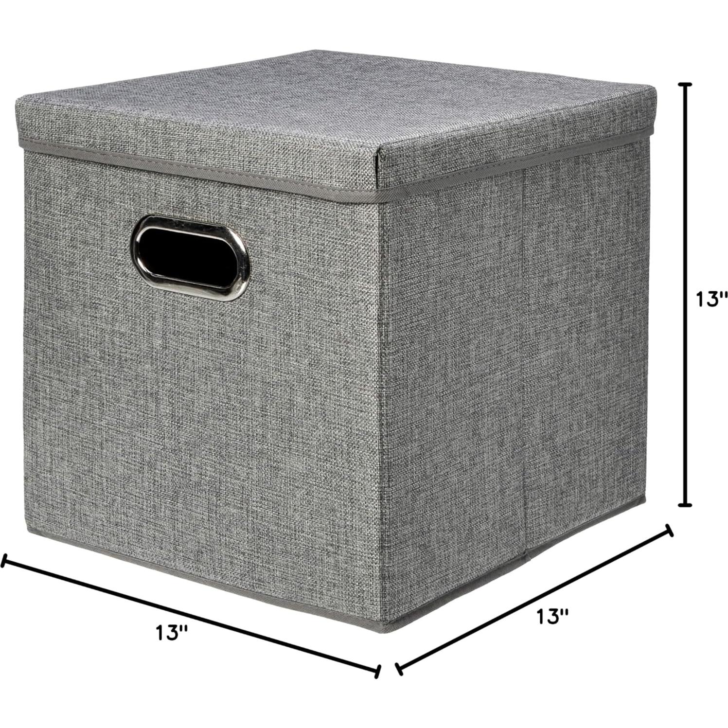 Cesta de Almacenamiento Plegable Amazon Basics 33x33cm Gris - Juego de 2