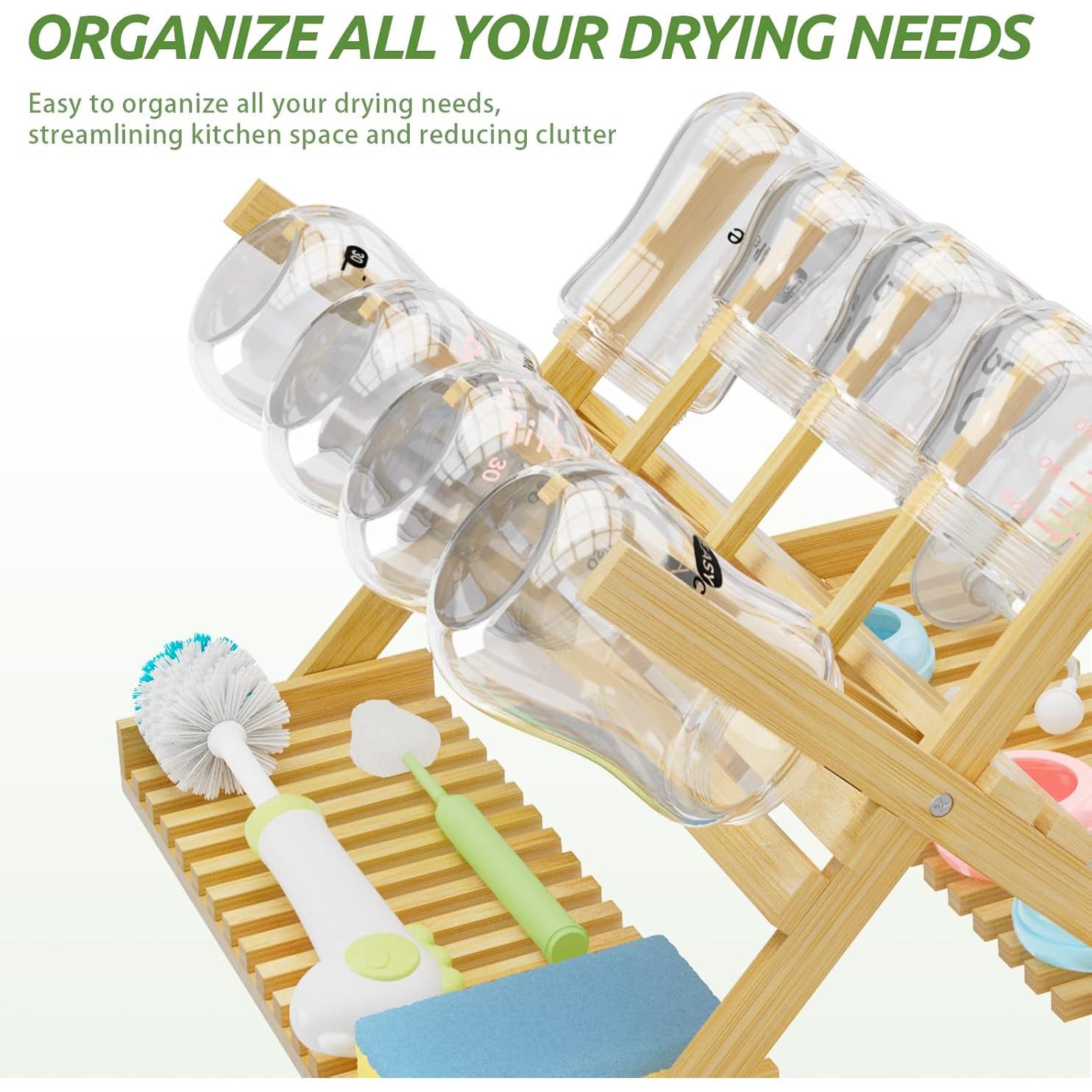 Organizador de Secado de Biberones Plegable Msoesticc.dl Bambú