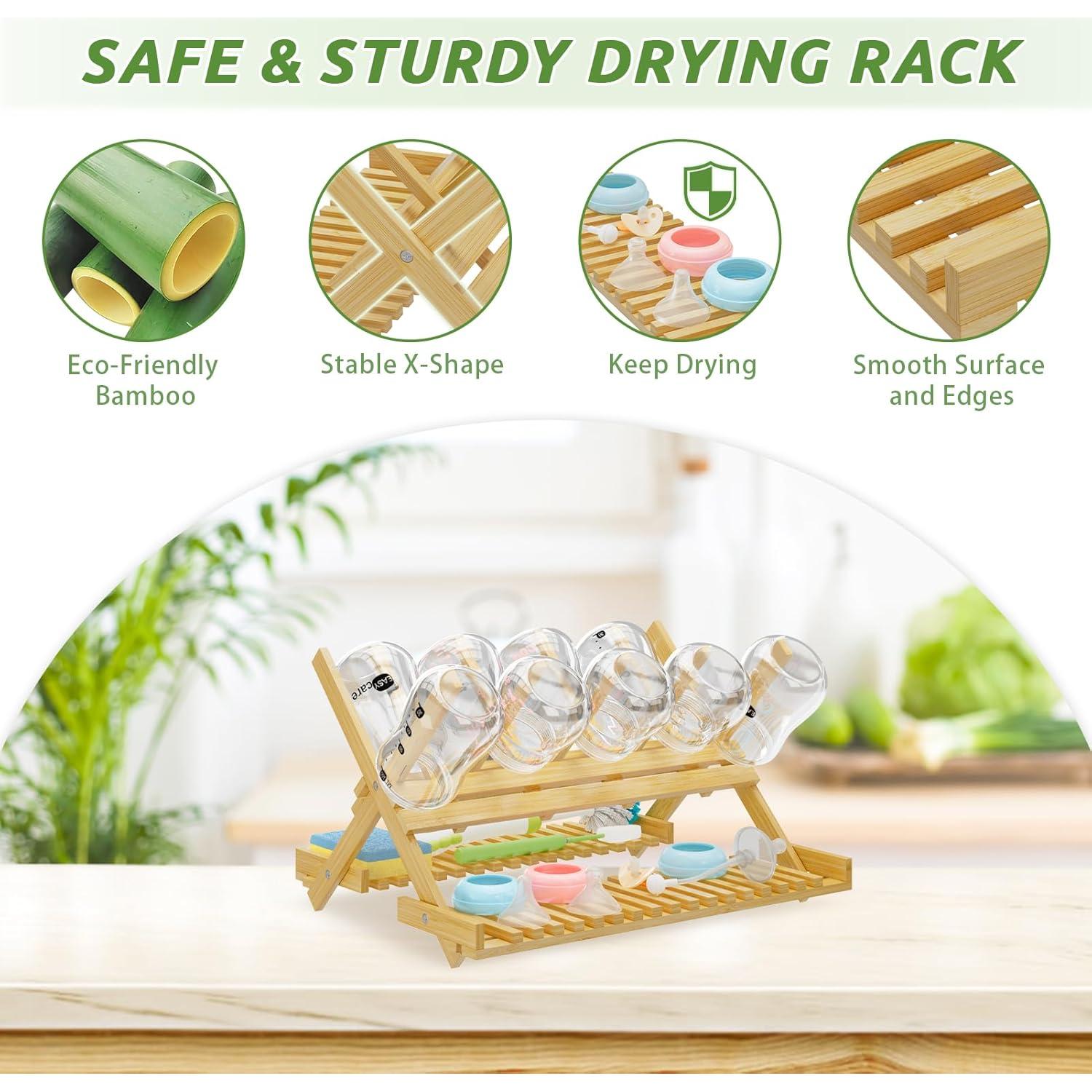 Organizador de Secado de Biberones Plegable Msoesticc.dl Bambú