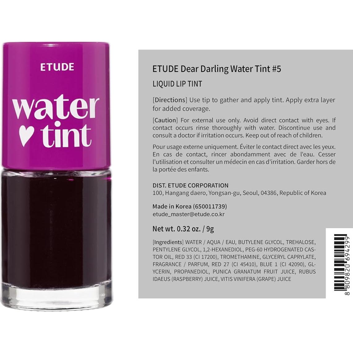 Tinte de Labios ETUDE Dear Darling Water Tint 10ml - Grape Ade