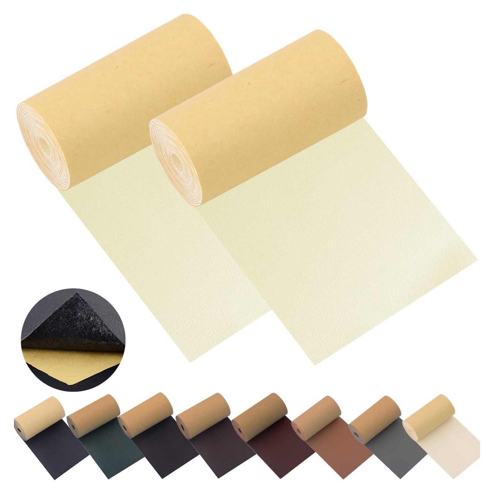 KJML Kit de Cinta de Reparación de Cuero 2 Rollos Beige 7.6x140 cm