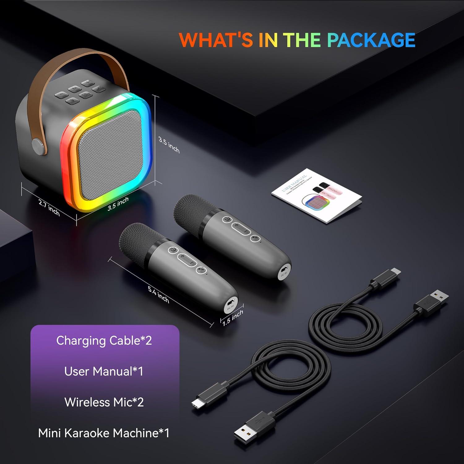 Máquina de Karaoke Peski K-51 Mini Bluetooth 2 Micrófonos