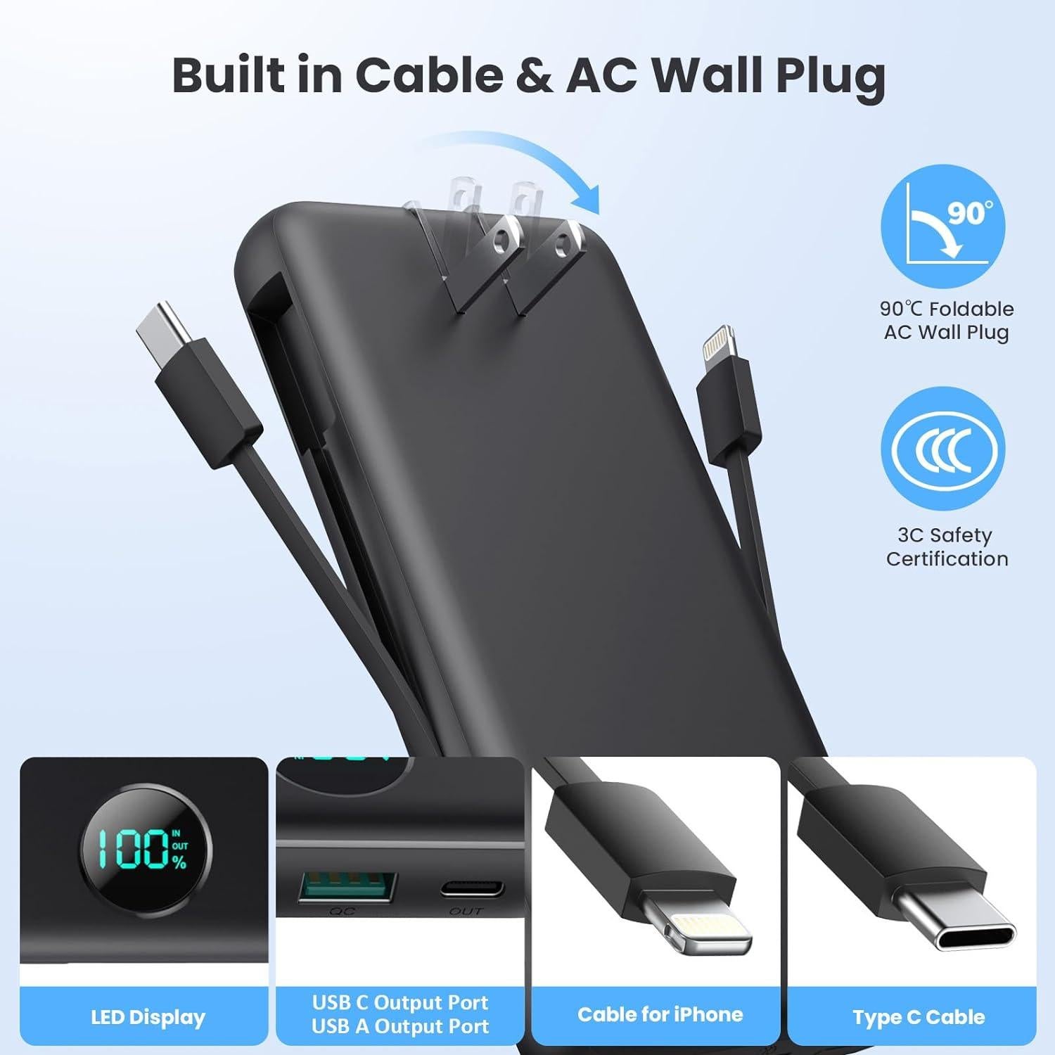Cargador Portátil Dongguan 33800mAh Carga Rápida 25W USB-C