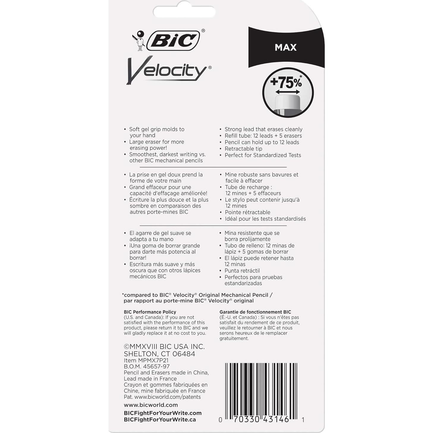 Lápices Mecánicos BIC Velocity Max 0.7mm Paquete de 2