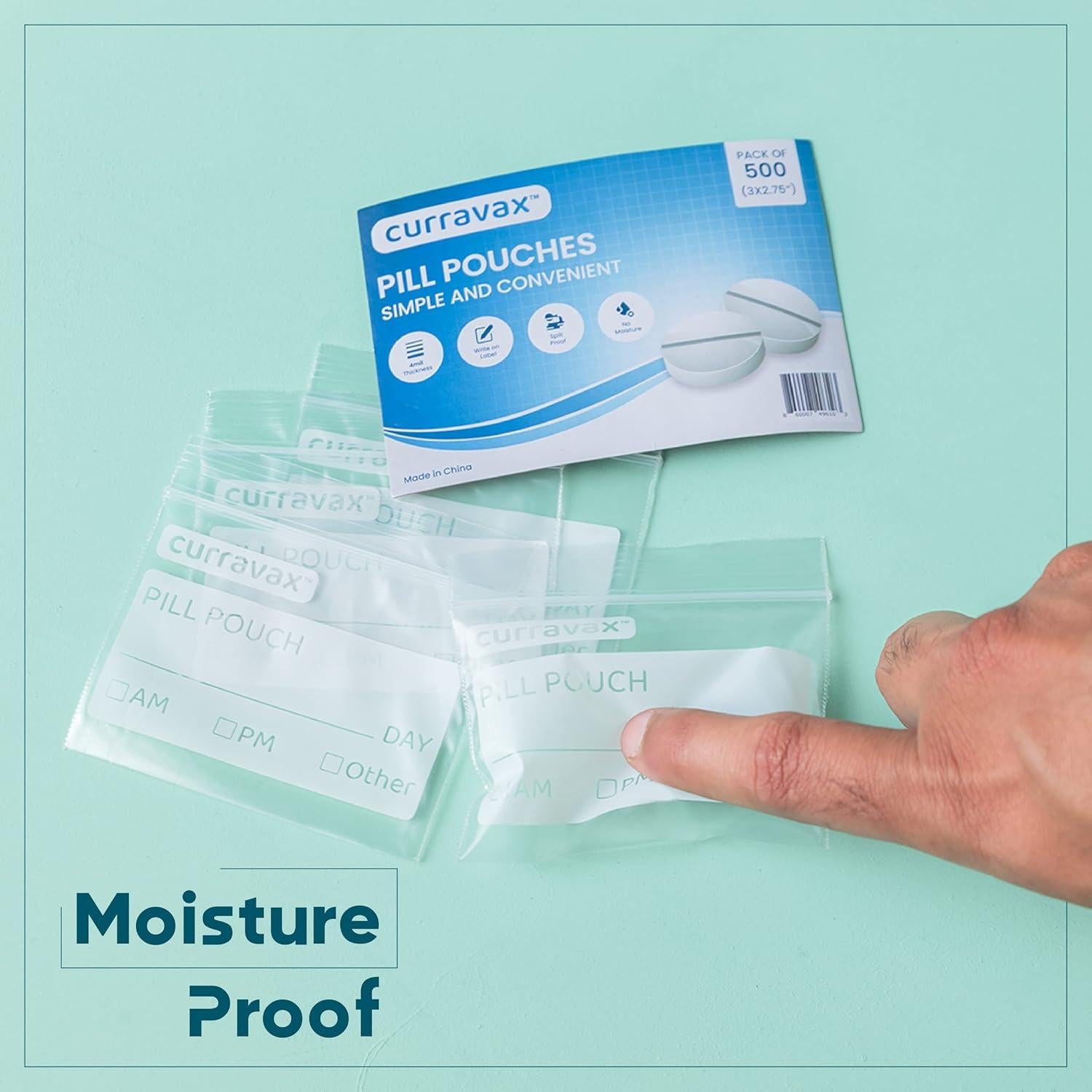 Paquete de 500 bolsas para pastillas Curravax 7,62x6,99cm