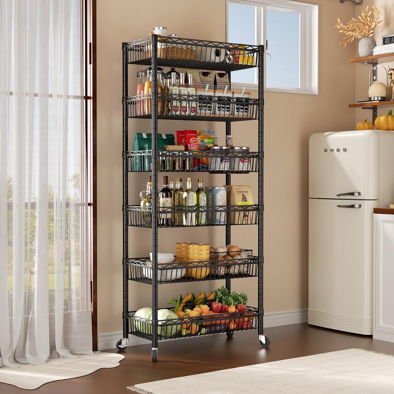 Estante de Almacenamiento SINGAYE 6 Niveles Negro Ajustable